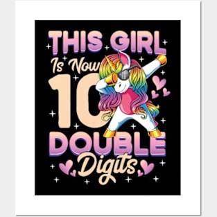 This Girl Is Now 10 Double Digits Dabbing Unicorn Birthday Posters and Art